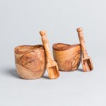 olive wood salt & papper rustic bowls with pinch scoops set of 2 by unique-touches 03
